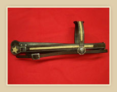 Harness leather headstall with Rawhide braiding and stars on bit end with Horseshoe hardware