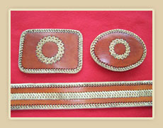 Leather Belt with rawhide lacing and accents, choice of buckles