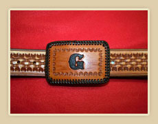 Basket stamped belt with personalized buckle