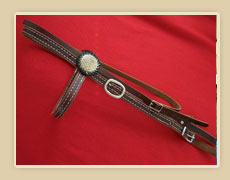  Doubled and stiched harness leather browband headstall, W/ snake skin rosette and plain buckles