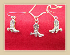 sterling silver cowboy boot necklace & earrings