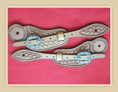 Spur straps-Basket stamped skirting leather