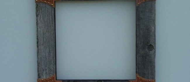 Barnwood frame with leather corners