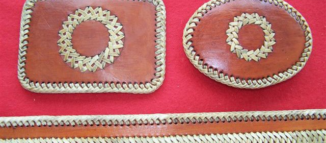 Leather Belt with rawhide lacing and accents, choice of buckles