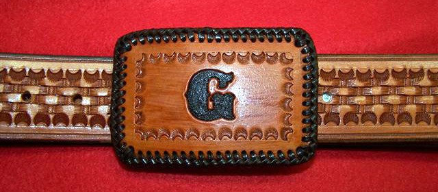 Basket stamped belt with personalized buckle