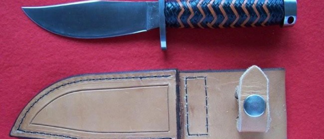 Solingen stainless steel blade, with brown and black Kangaroo braided handle