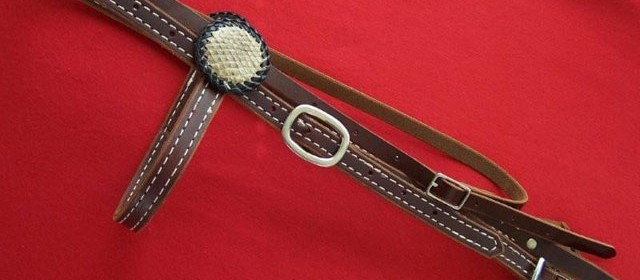 Doubled and stiched harness leather browband headstall