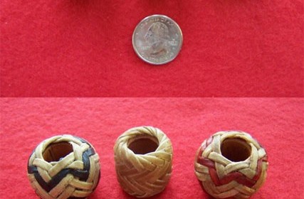 Rawhide scarf knots.