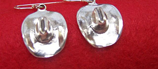 Sterling silver cowboy hat earrings