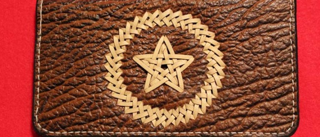 Bull Hide Check Book Cover with rawhide braiding