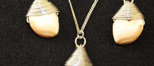 Wire wrapped Elk tooth necklace and earrings